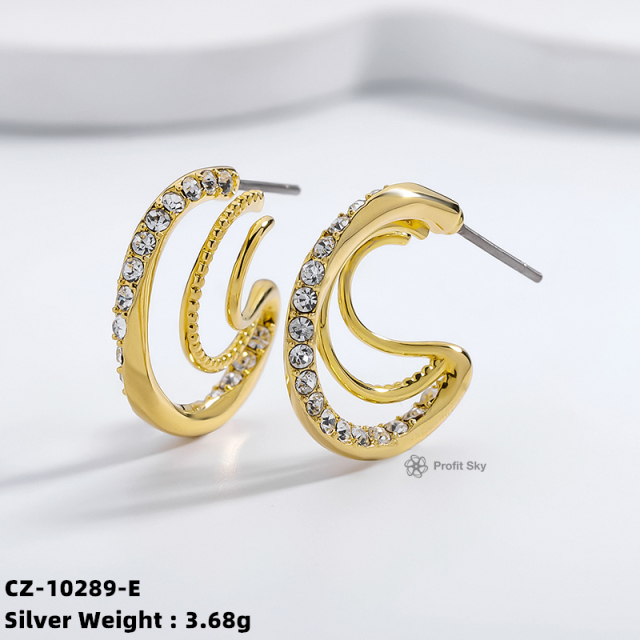 Vintage C-shaped Multiple Hollowed-Out Twist Earrings