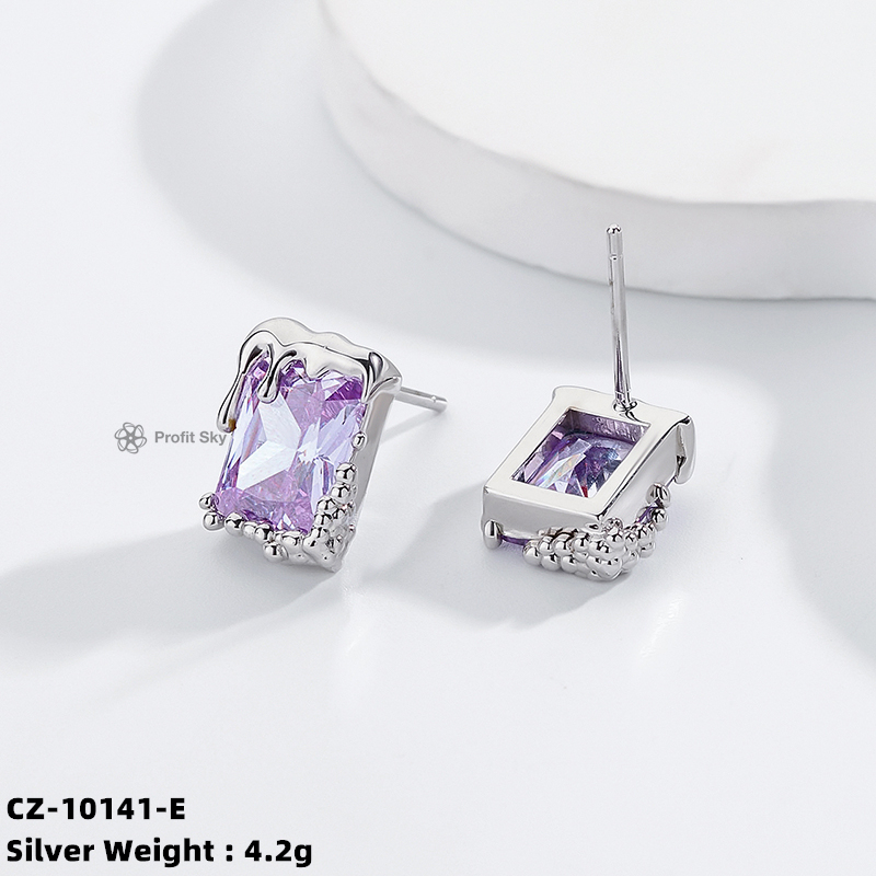 Princess Cut Diamond 925 Sterling Silver Stud Earrings