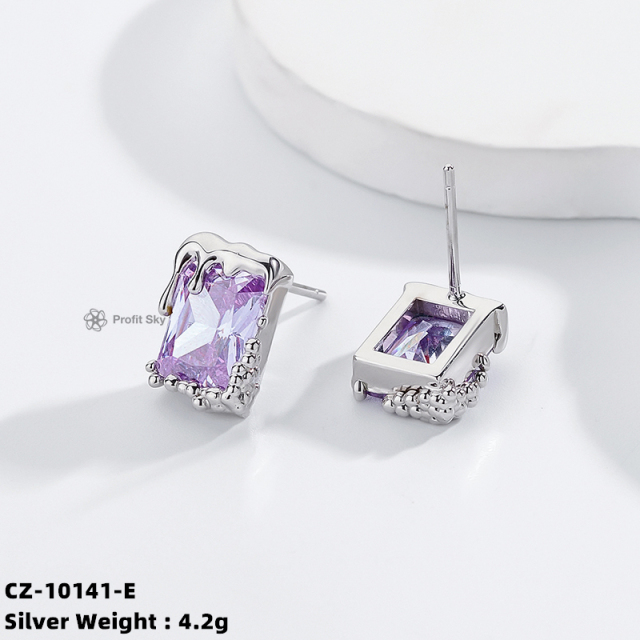 Princess Cut Diamond 925 Sterling Silver Stud Earrings