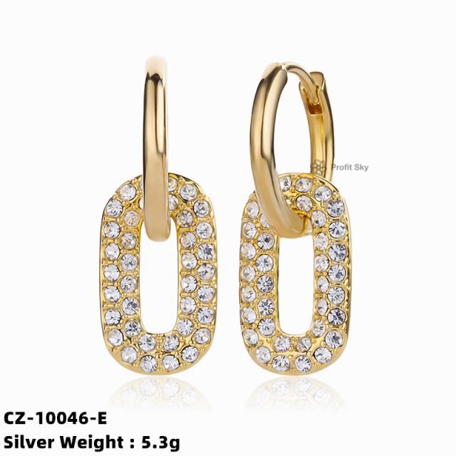 Starburst CZ Silver Hoop Earrings