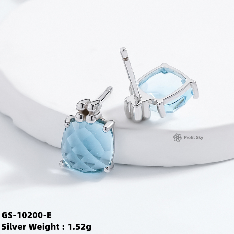 Aqua Chalcedony Sterling Silver Earrings - Statement Jewelry