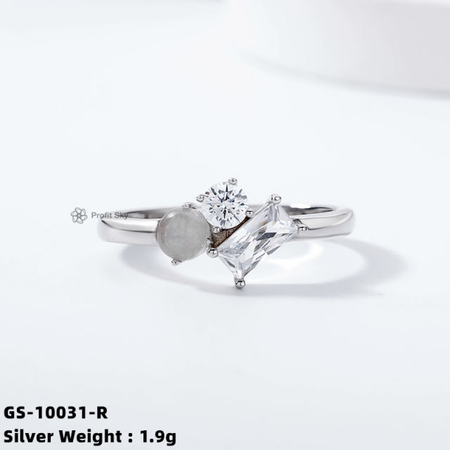 Mystic Moonstone Sterling Silver Ring