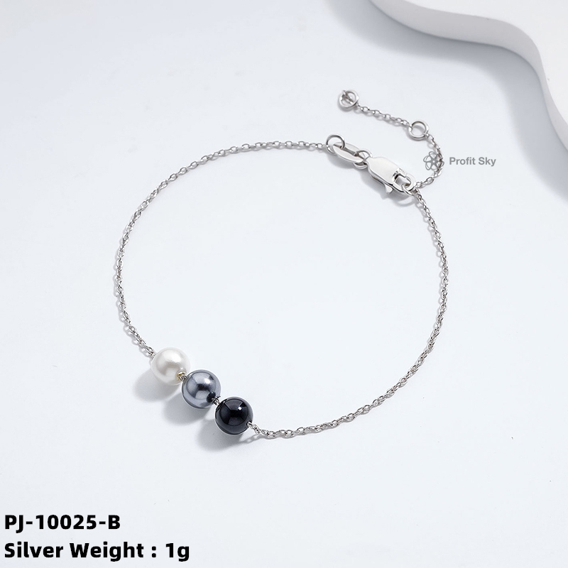 Timeless Beauty: Silver Pearl Bangle Bracelet