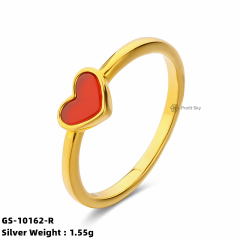 Heart-Shaped Shell Silver Gemstone Ring