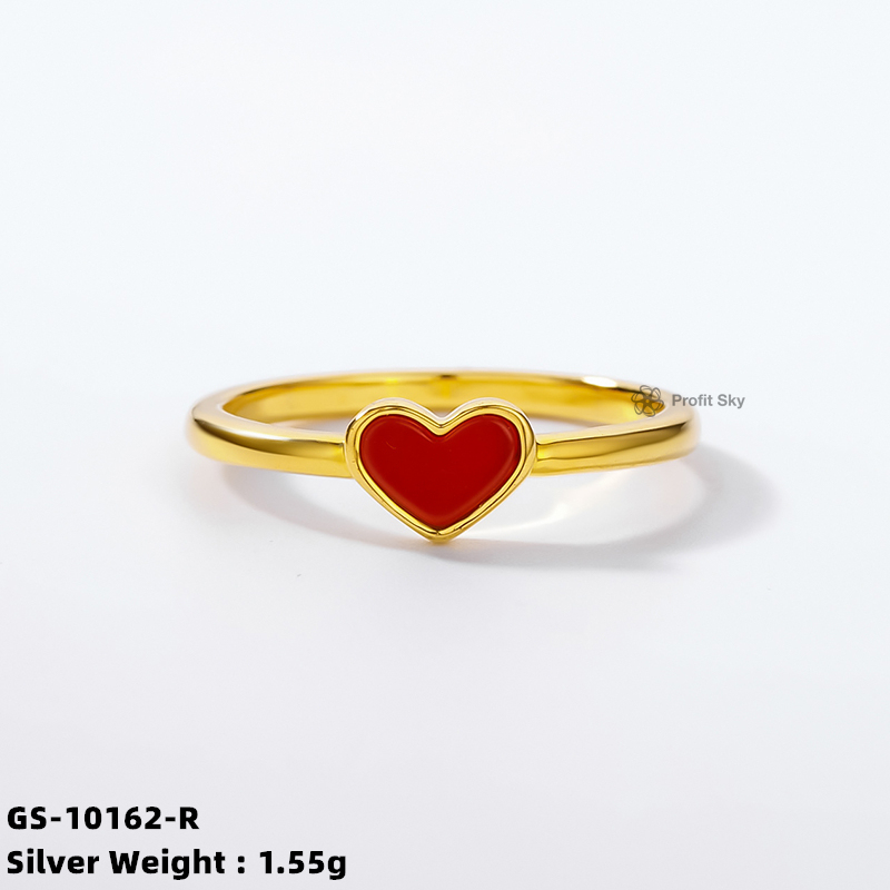 Heart-Shaped Shell Silver Gemstone Ring