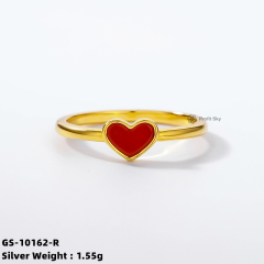 Heart-Shaped Shell Silver Gemstone Ring