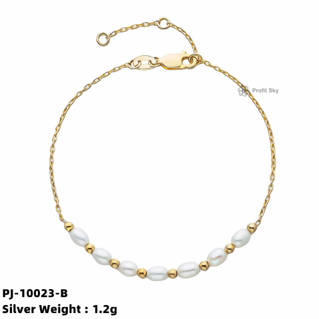 Timeless Beauty: Silver Pearl Bangle Bracelet