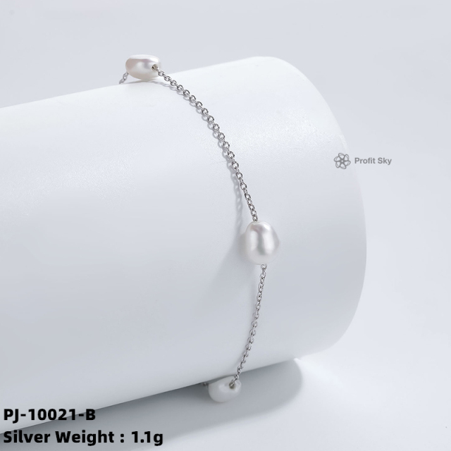 Pearl and Sterling Silver Beaded Bracelet