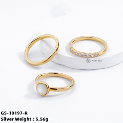 Heart-Shaped Shell Silver Gemstone Ring
