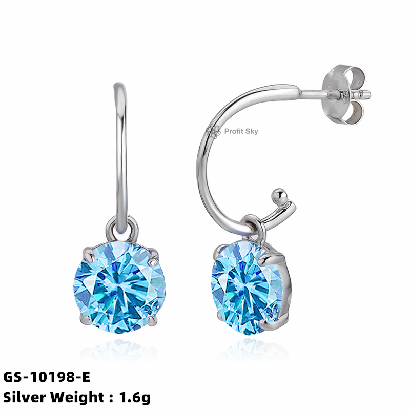 Aqua Chalcedony Sterling Silver Earrings - Statement Jewelry
