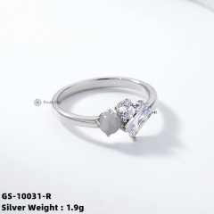 Emerald Elegance: Silver Gemstone Band Rings