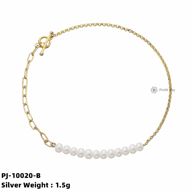 Elegance Defined: Silver Pearl Charm Bracelet