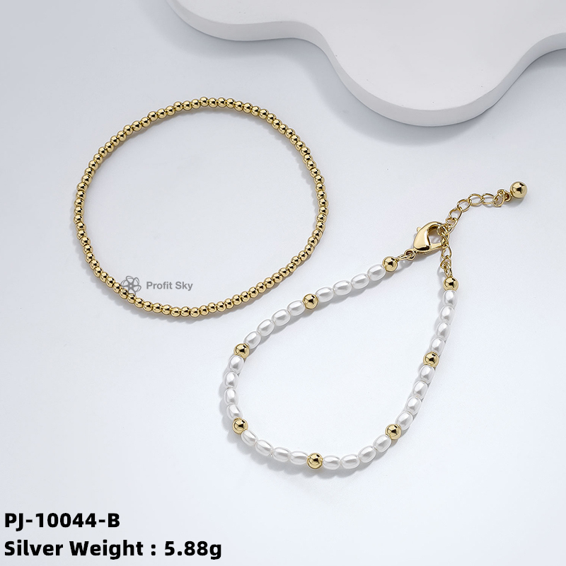 Pearl Elegance in Sterling Silver Link Bracelet