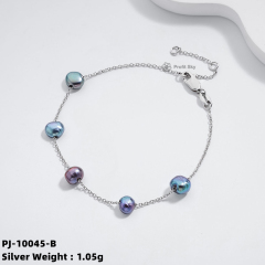 Delicate Pearl and Silver Cuff Bracelet
