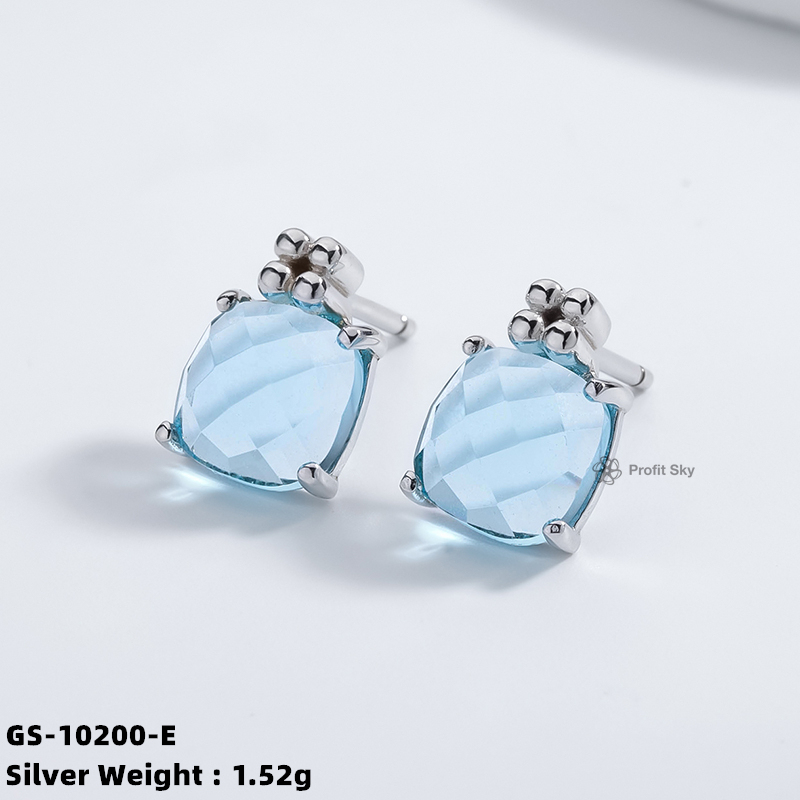 Aqua Chalcedony Sterling Silver Earrings - Statement Jewelry