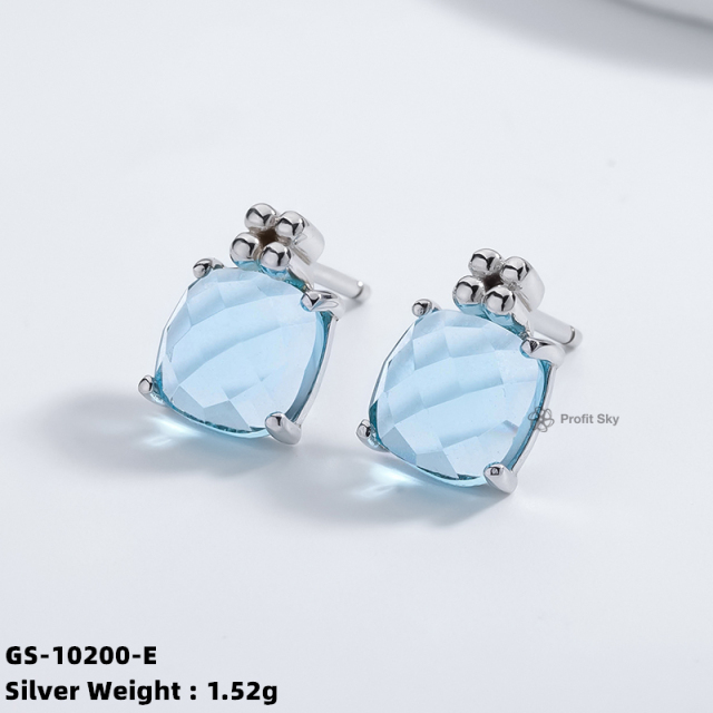 Aqua Chalcedony Sterling Silver Earrings - Statement Jewelry