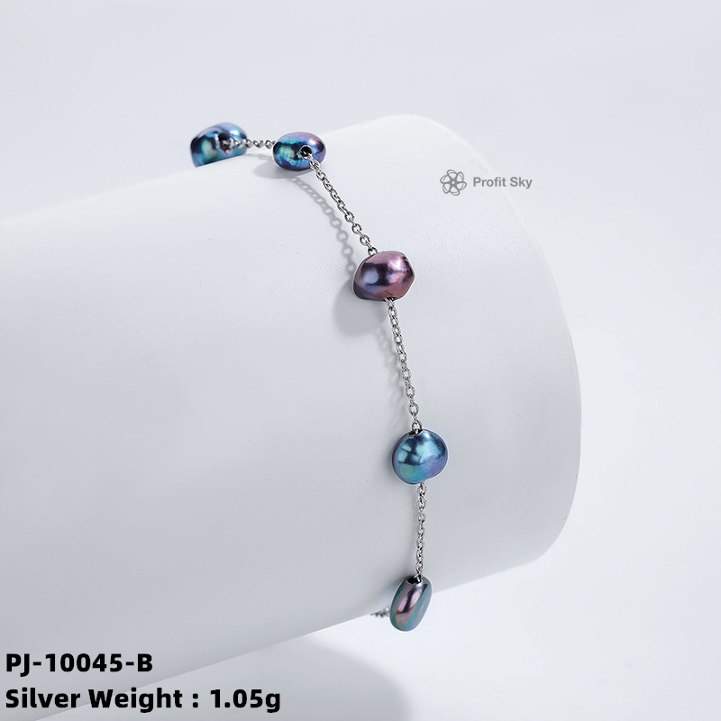 Pearl Elegance in Sterling Silver Link Bracelet