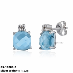 Aqua Chalcedony Sterling Silver Earrings - Statement Jewelry