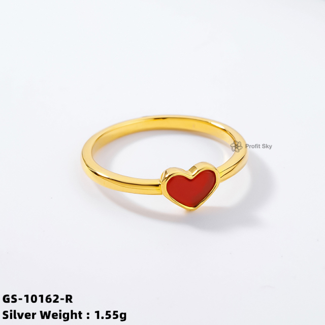 Four-Leaf Clover Shell Silver Gemstone Ring