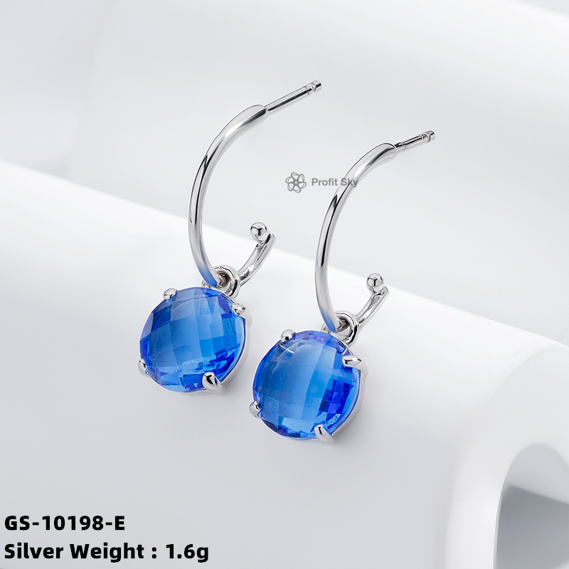 Aqua Chalcedony Sterling Silver Earrings - Statement Jewelry