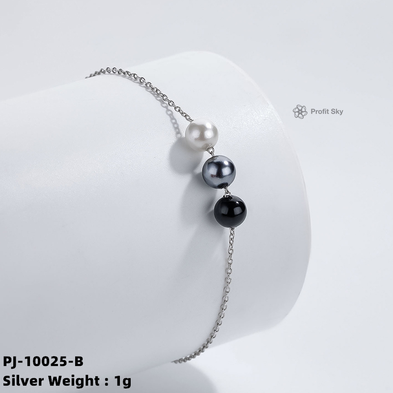"Pearl Strand with Silver Accents Bracelet