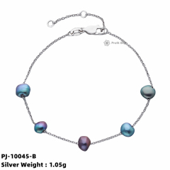 Delicate Pearl and Silver Cuff Bracelet
