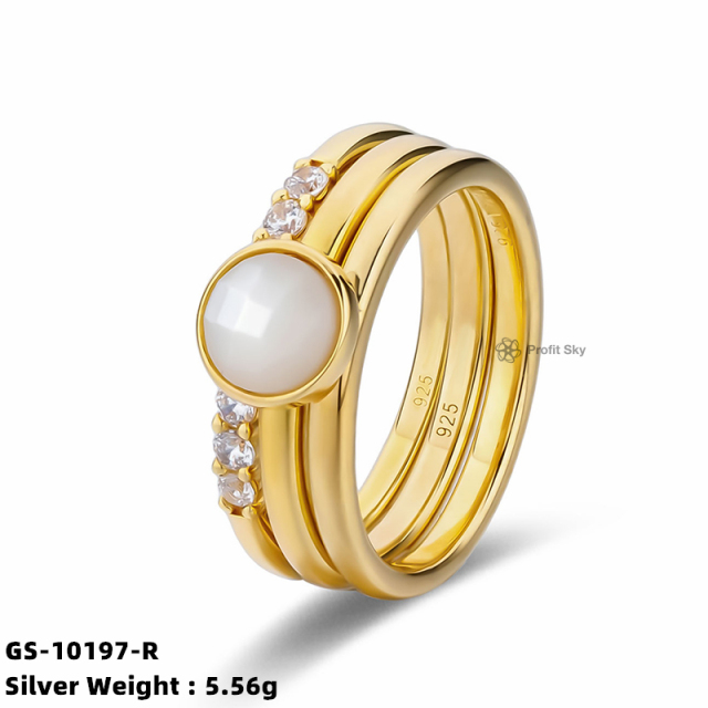 Shell Silver Gemstone Ring
