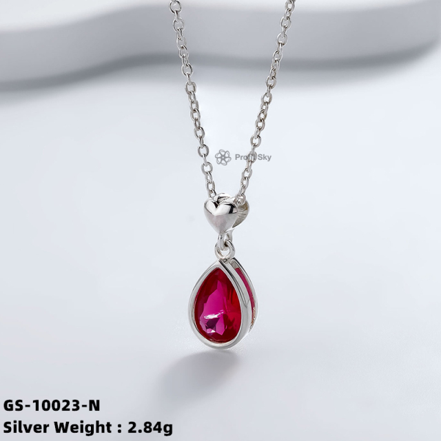 Ruby Red Romance: Sterling Silver Pendant