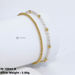 Pearl Elegance in Sterling Silver Link Bracelet