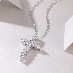 Dainty Moissanite Cross Pendant Necklace