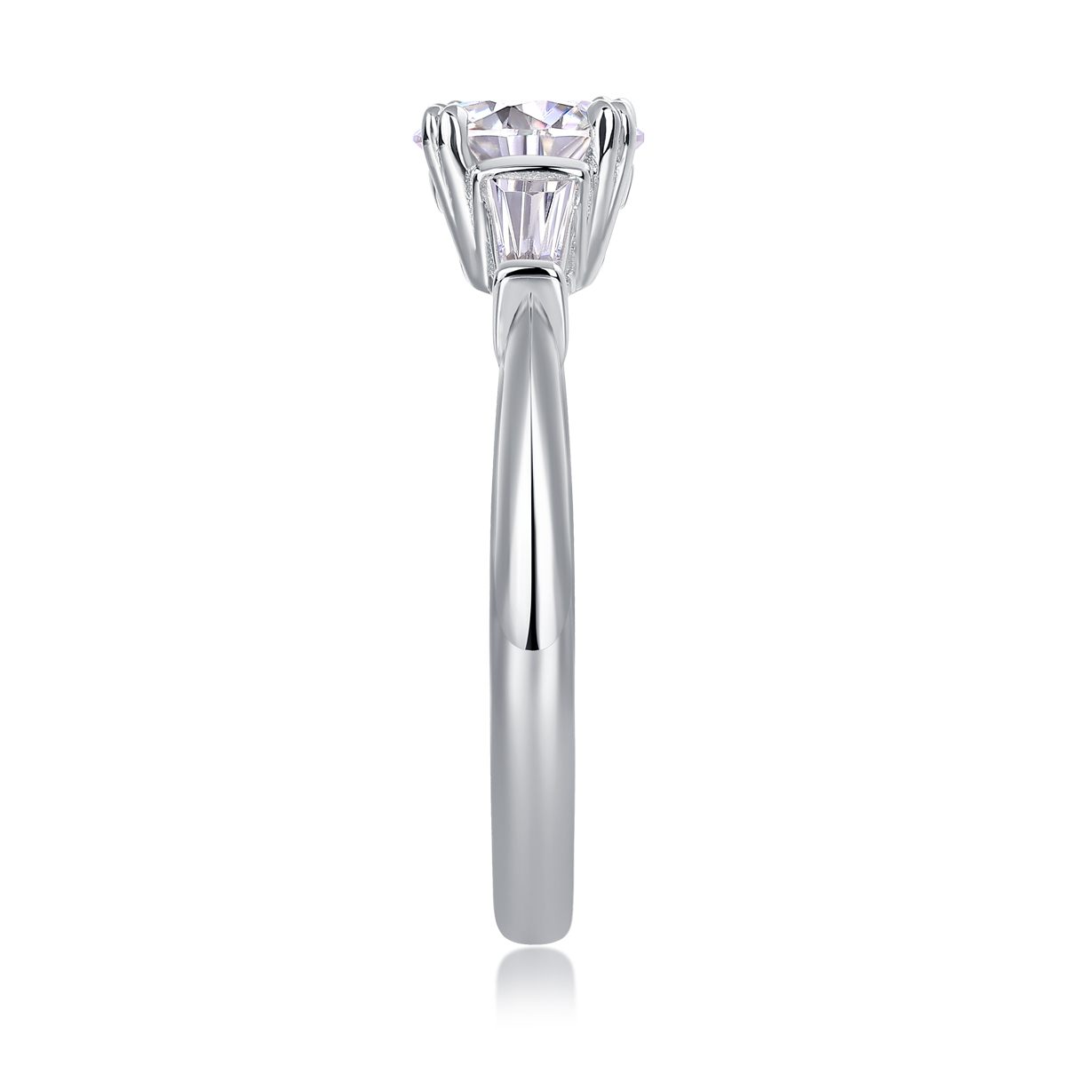 Princess-Cut Moissanite Silver Engagement Ring