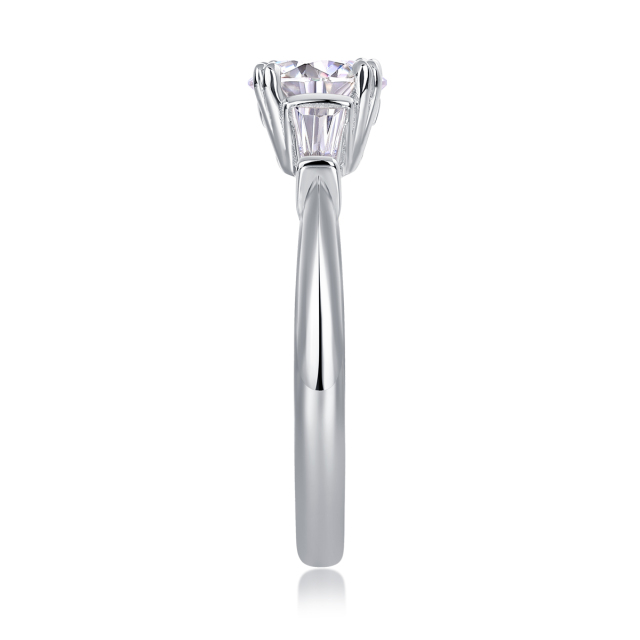 Princess-Cut Moissanite Silver Engagement Ring