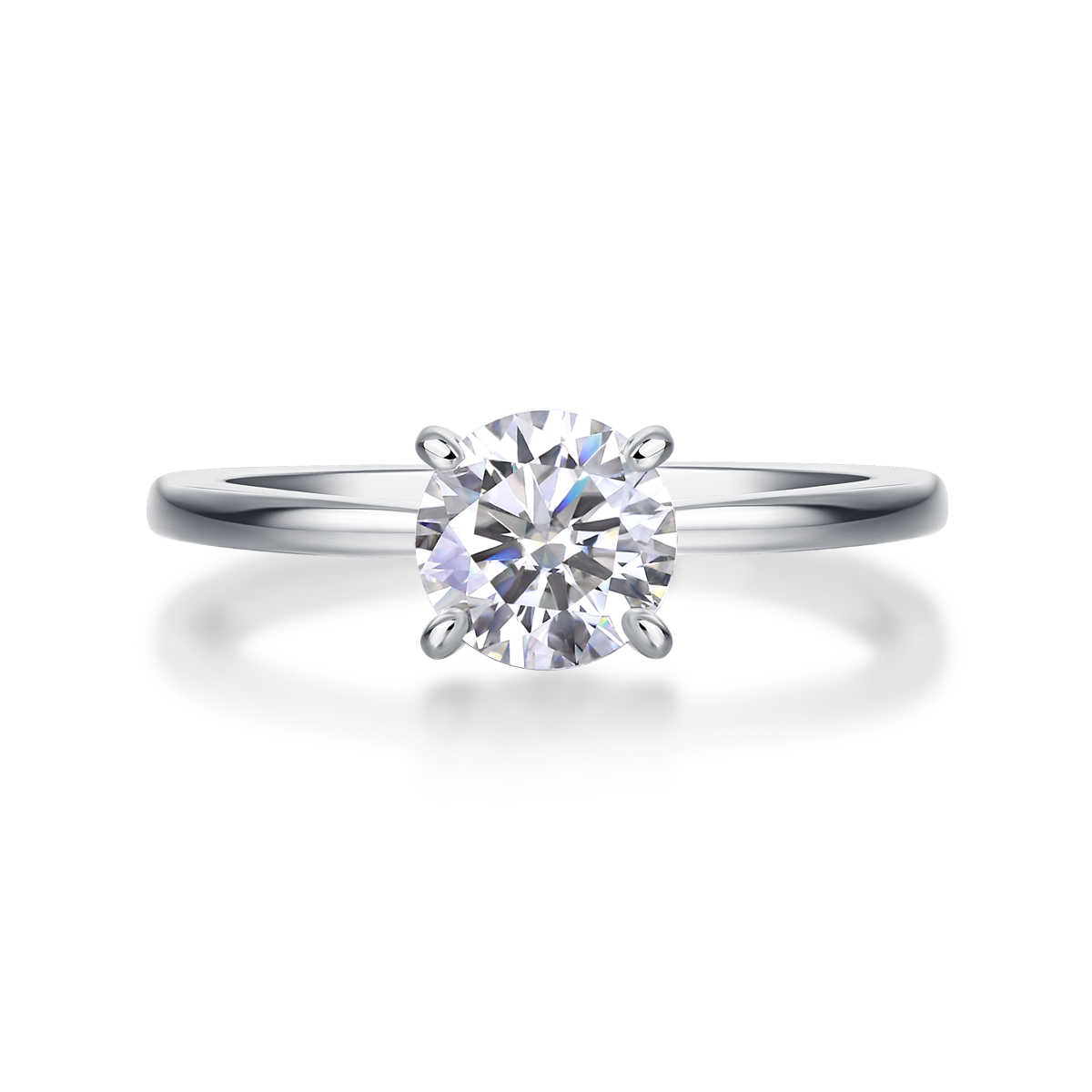Sterling Silver Moissanite Solitaire Engagement Ring
