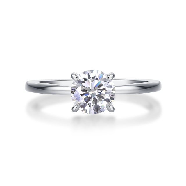 Sterling Silver Moissanite Solitaire Engagement Ring