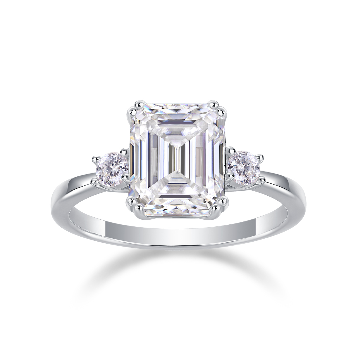 3-Stone Sterling Silver Moissanite Anniversary Ring