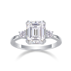 3-Stone Sterling Silver Moissanite Anniversary Ring