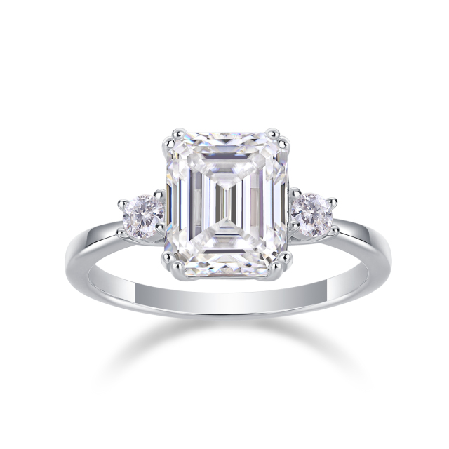 3-Stone Sterling Silver Moissanite Anniversary Ring