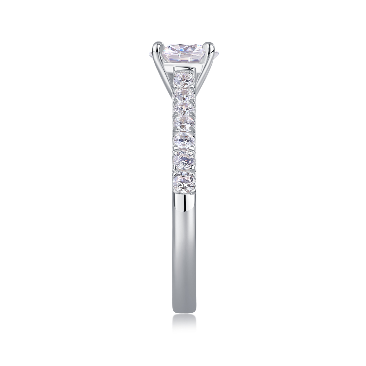 Cushion-Cut Sterling Silver Moissanite Ring