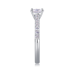 Cushion-Cut Sterling Silver Moissanite Ring
