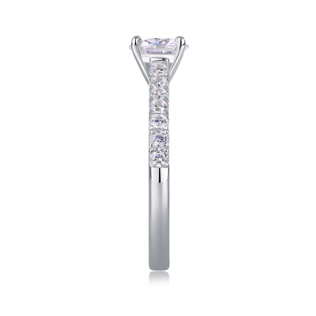 Cushion-Cut Sterling Silver Moissanite Ring