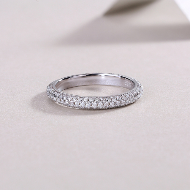 Halo Design Sterling Silver Moissanite Engagement Ring