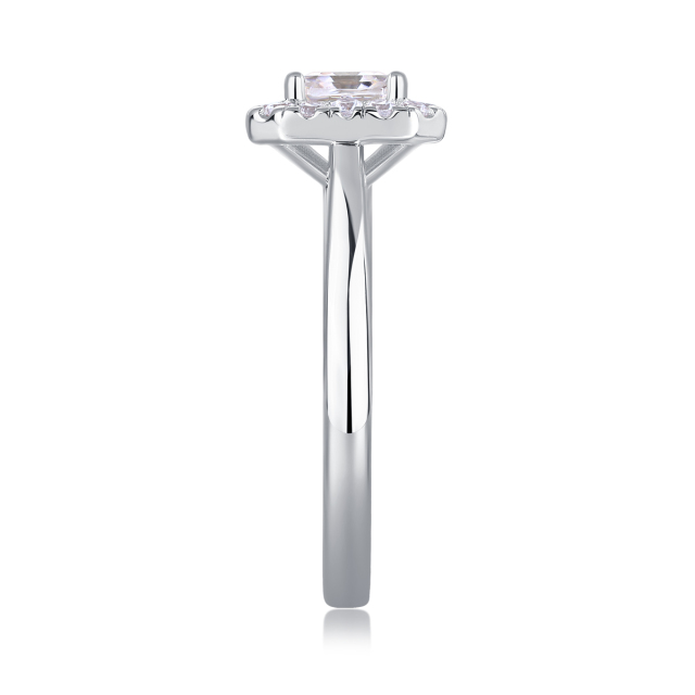 Art Deco Style Moissanite Sterling Silver Ring