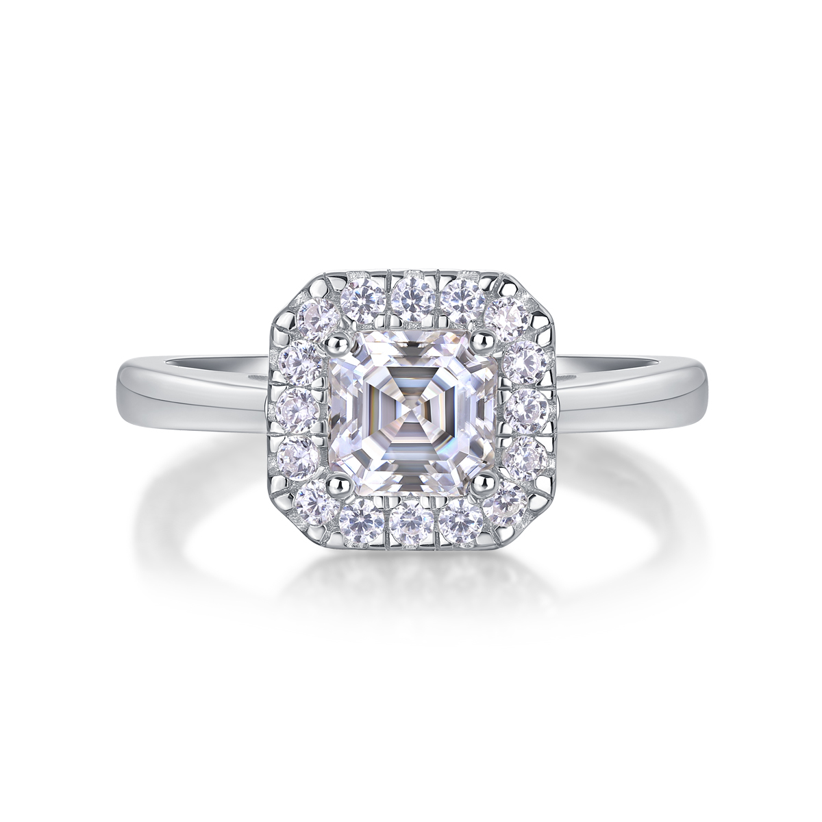 Oval Moissanite Sterling Silver Promise Ring