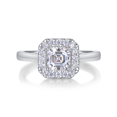 Oval Moissanite Sterling Silver Promise Ring