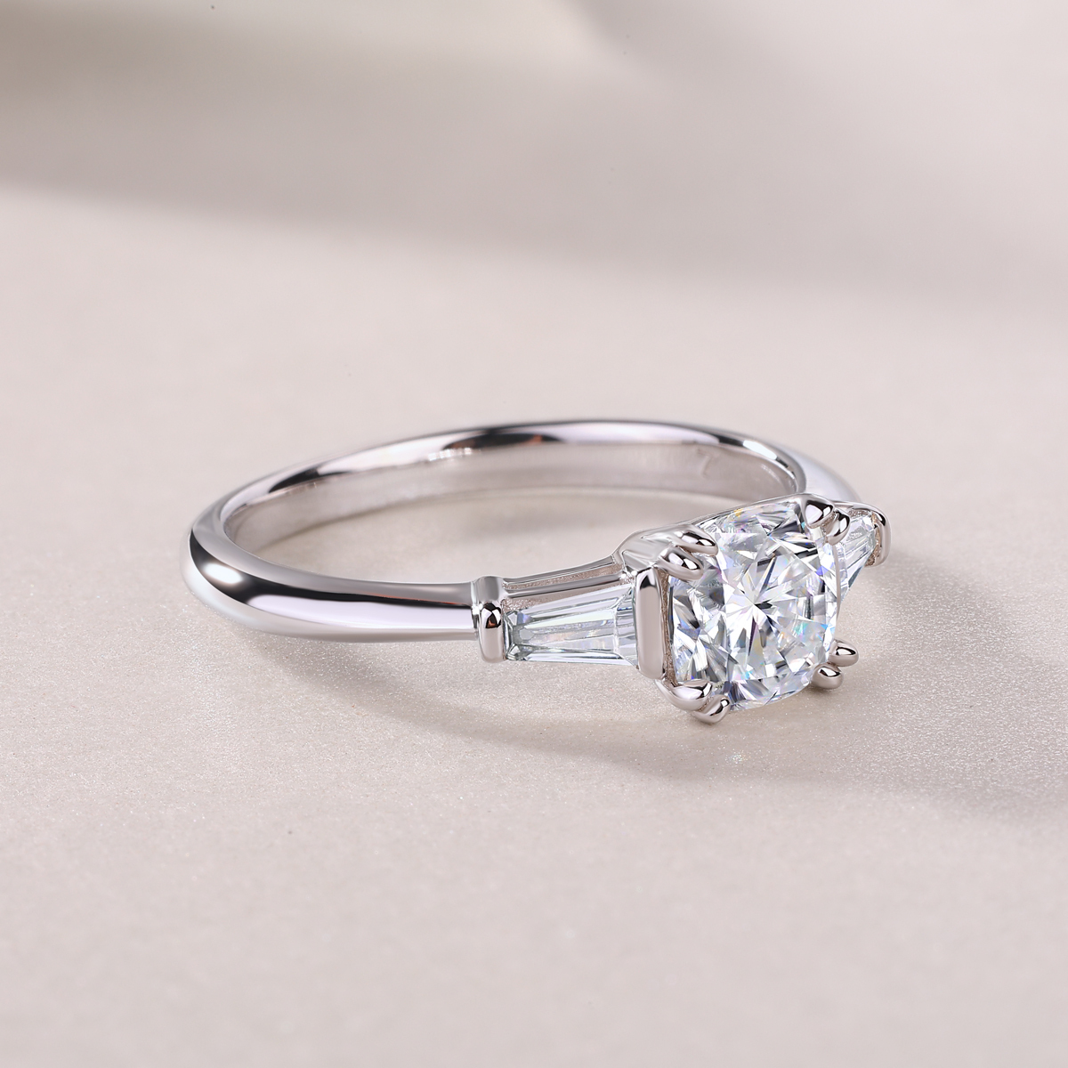 Sterling Silver Moissanite Cluster Ring