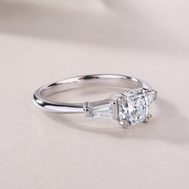 Sterling Silver Moissanite Cluster Ring