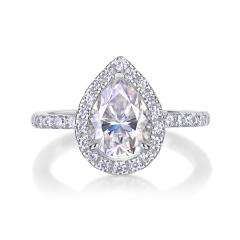 Oval Moissanite Sterling Silver Promise Ring