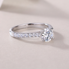 Cushion-Cut Sterling Silver Moissanite Ring