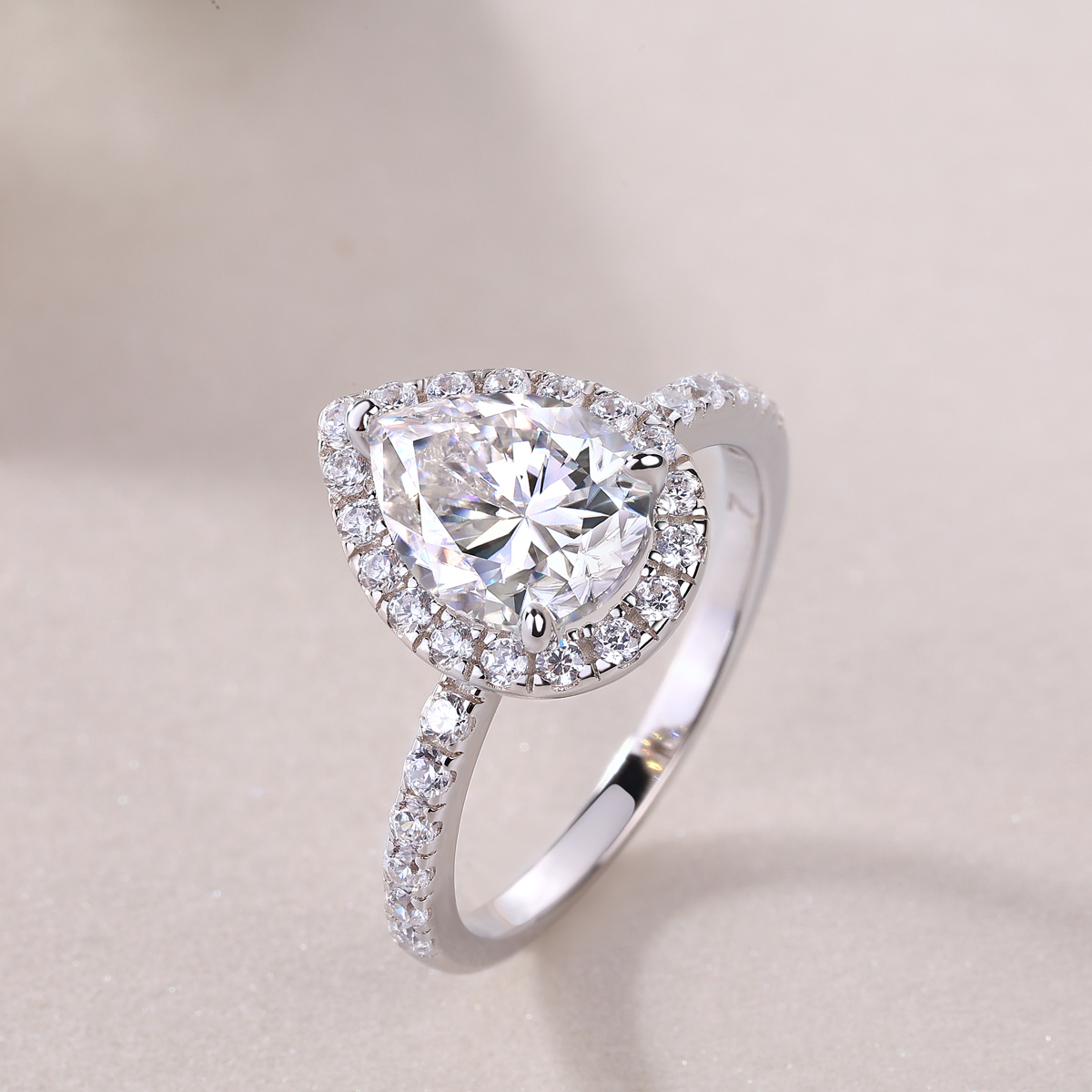 Oval Moissanite Sterling Silver Promise Ring