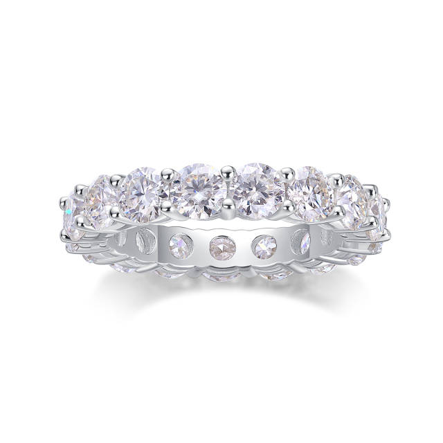 Classic Round Cut Moissanite Silver Ring